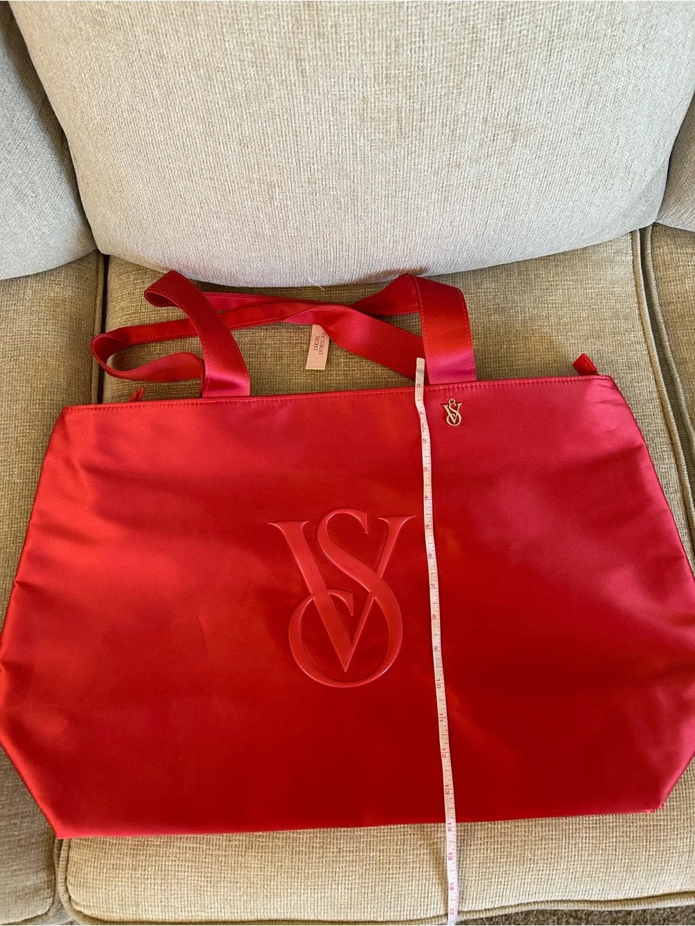 Victoria's Secret Red Embossed VS Logo Tote